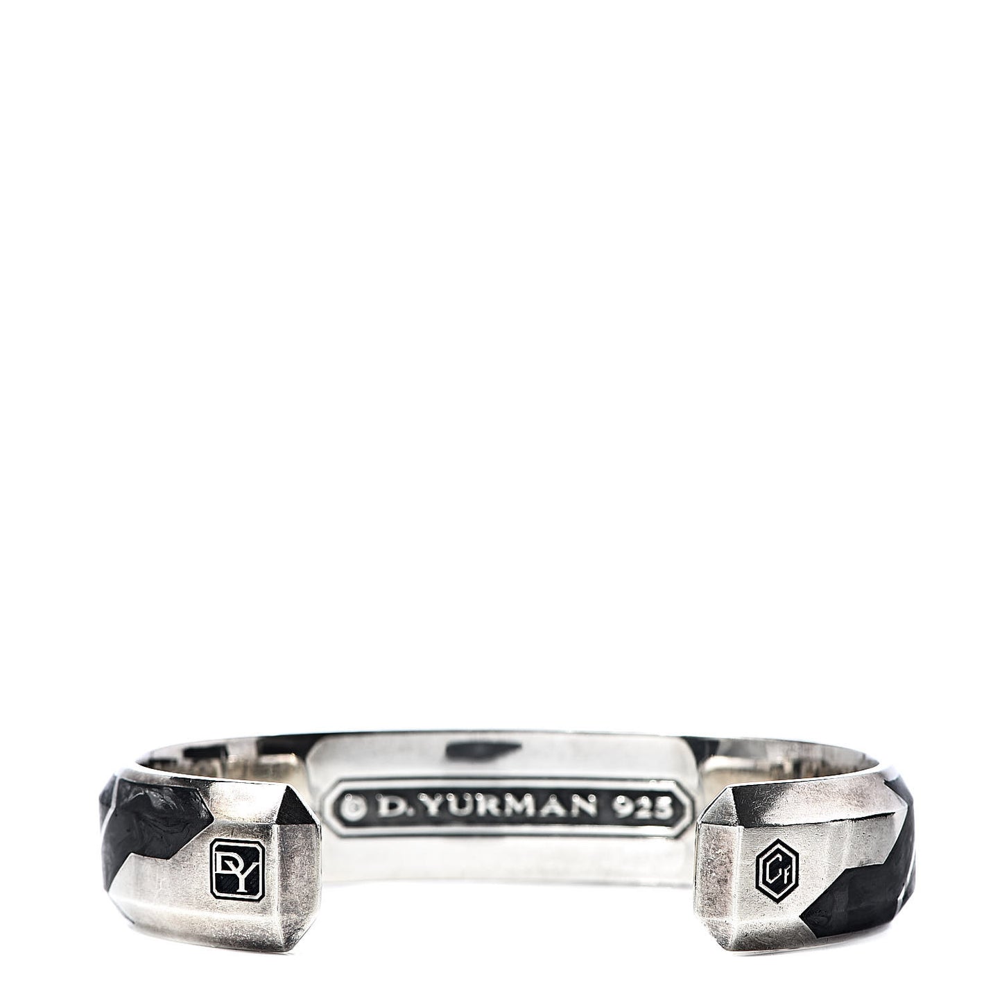 Sterling Silver Forged Carbon Mens Cuff Bracelet