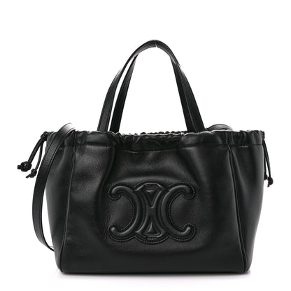 Celine Smooth Calfskin Cuir Small Triomphe Cabas Drawstring Black 1 of 10