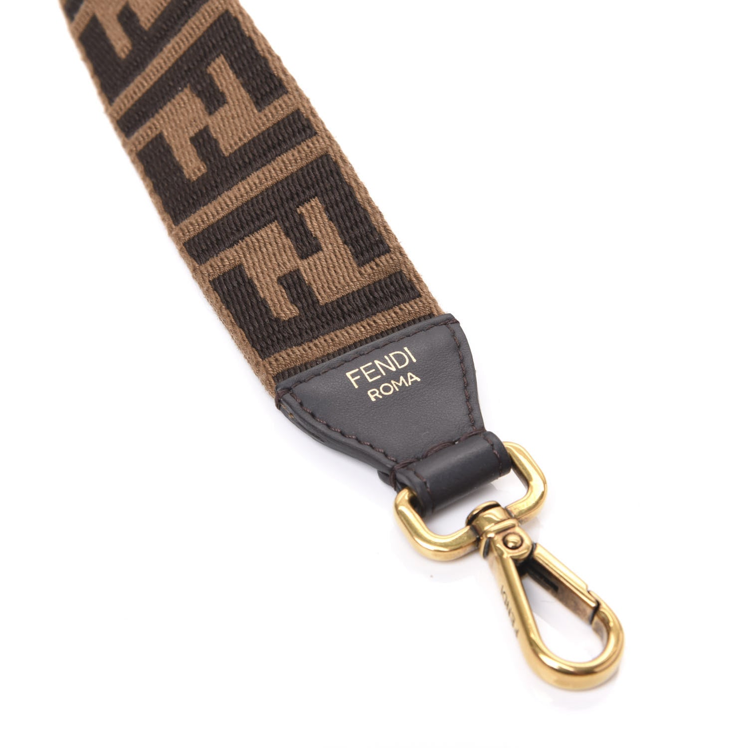 Fendi Ribbon Vitello Century FF 1974 Flat Studded Strap You Fango Marrone Ebano 4 of 6