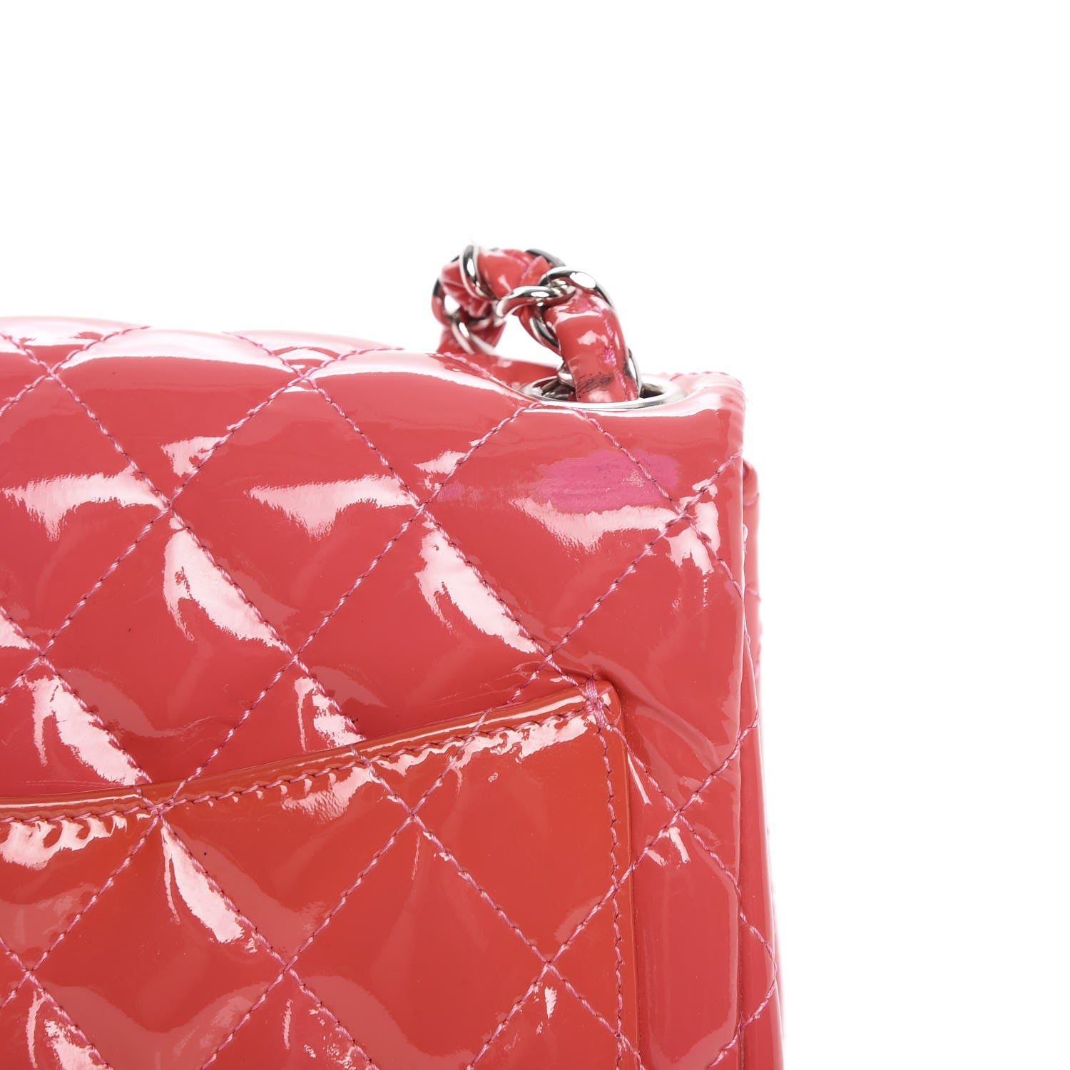 Chanel Patent Quilted Mini Square Flap Fuchsia 6 of 10