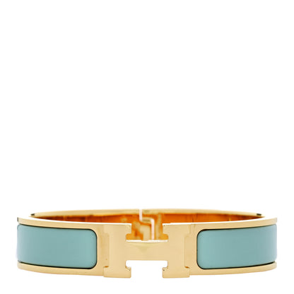 Hermes Enamel Narrow Clic Clac H Bracelet GM Vert Aqua 1 of 4
