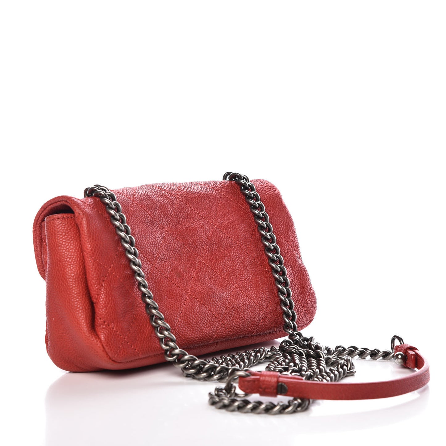 Caviar Quilted Mini Simply CC Flap Red