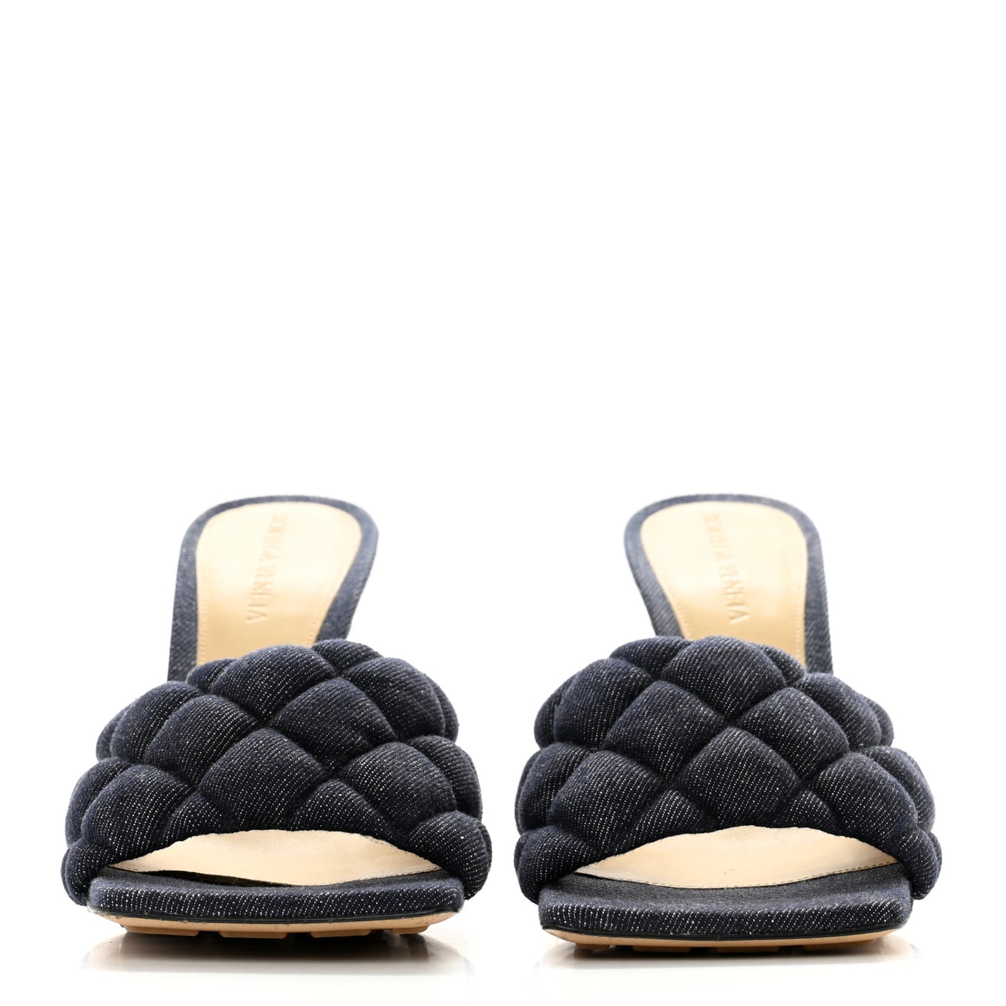 Denim Matelasse Padded Mule Sandals 37.5 Indigo