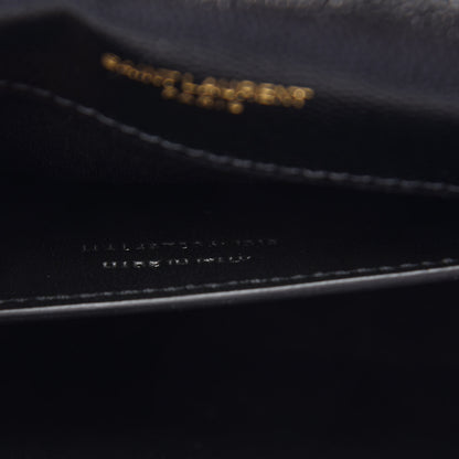 Saint Laurent Grain De Poudre Textured Mixed Matelasse Triquilt Medium Monogram Satchel Black 9 of 9