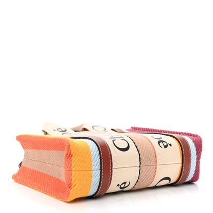 Chloe Cotton Calfskin Small Woody Striped Ribbon Tote Multicolor 4 of 11