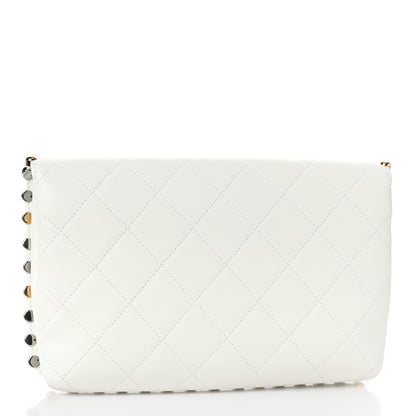 Chanel Lambskin Quilted Metallic Bubble Clutch White 2 of 8