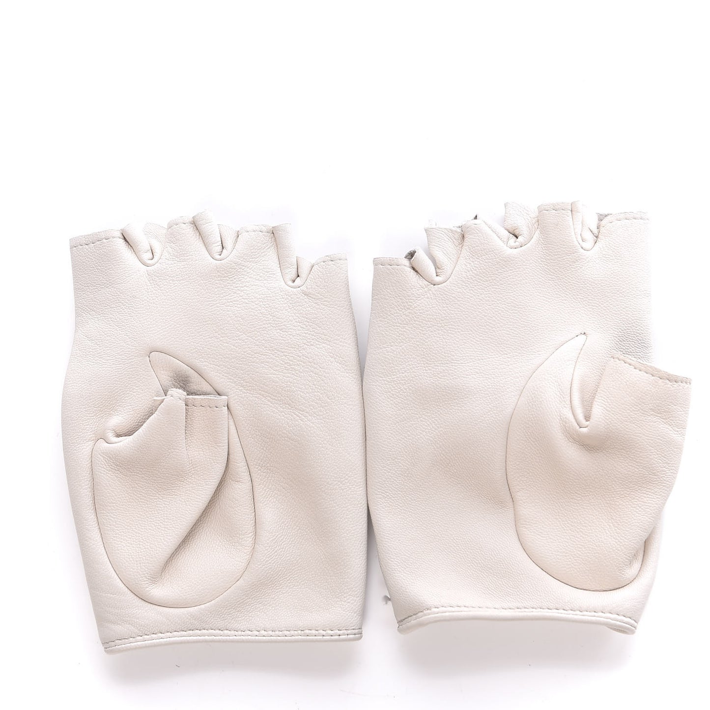 Lambskin Camellia Fingerless Gloves 7 White