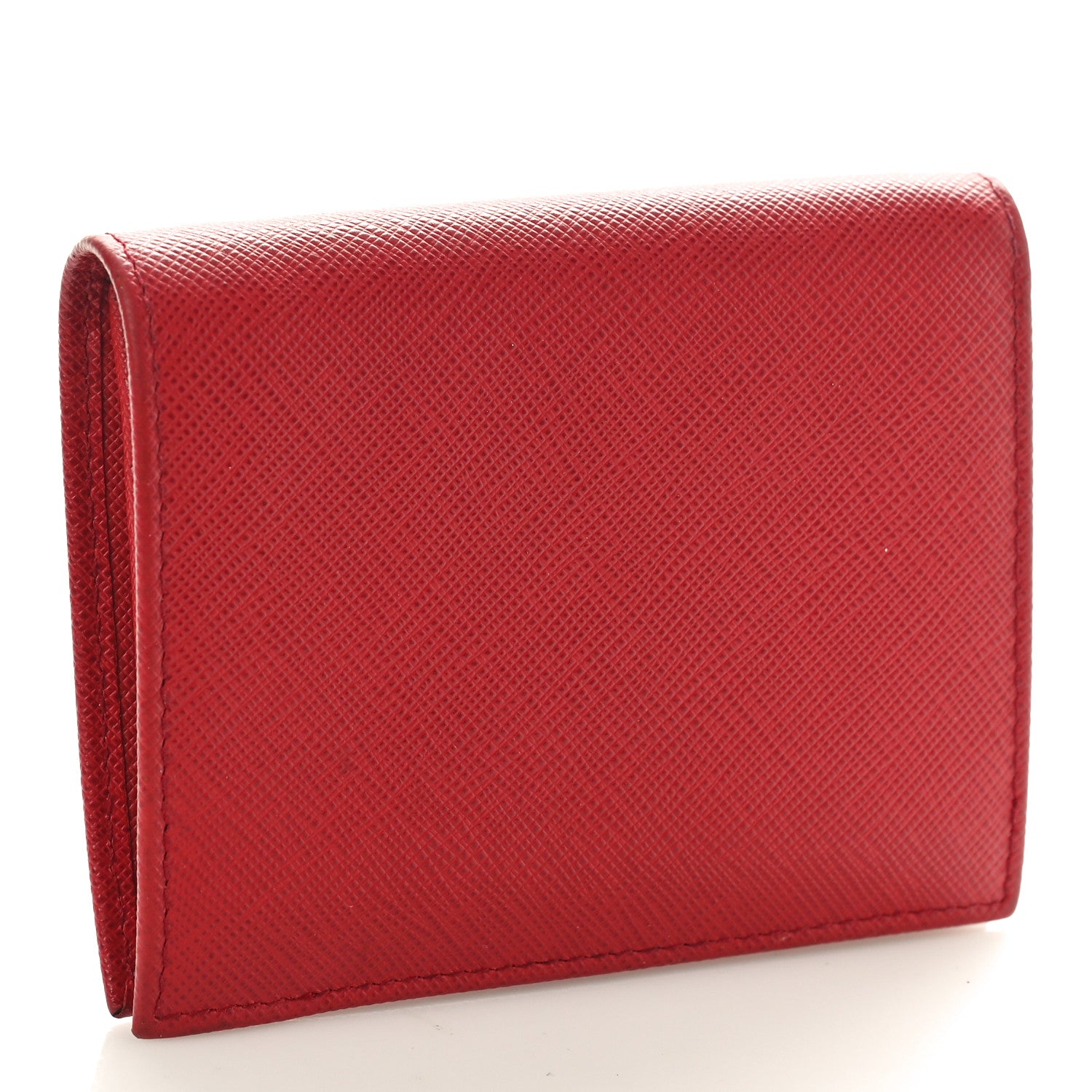 Prada Saffiano Metal Compact Snap Bi-Fold Wallet Fuoco 3 of 7