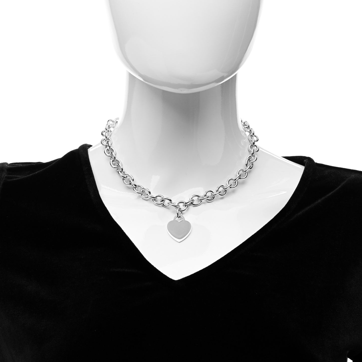 Sterling Silver Heart Tag Necklace