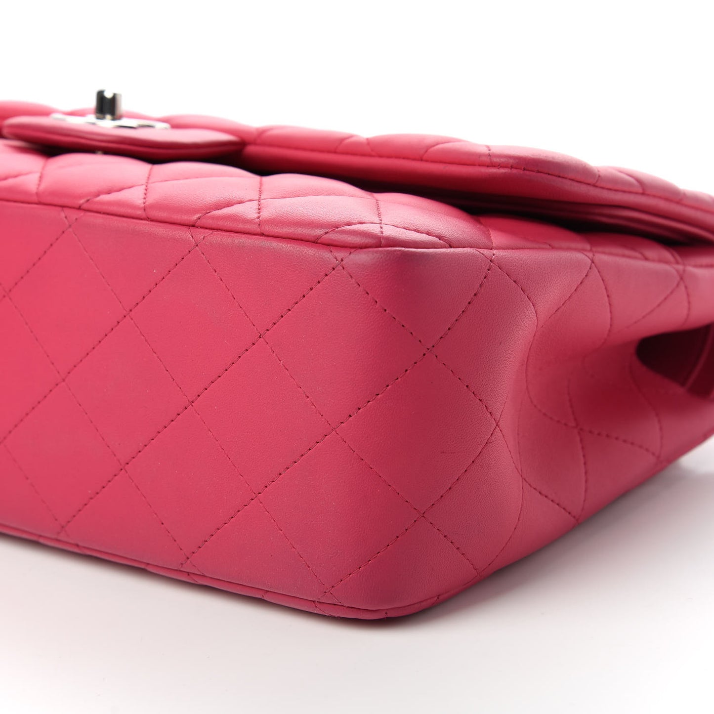 Lambskin Quilted Jumbo Double Flap Dark Pink