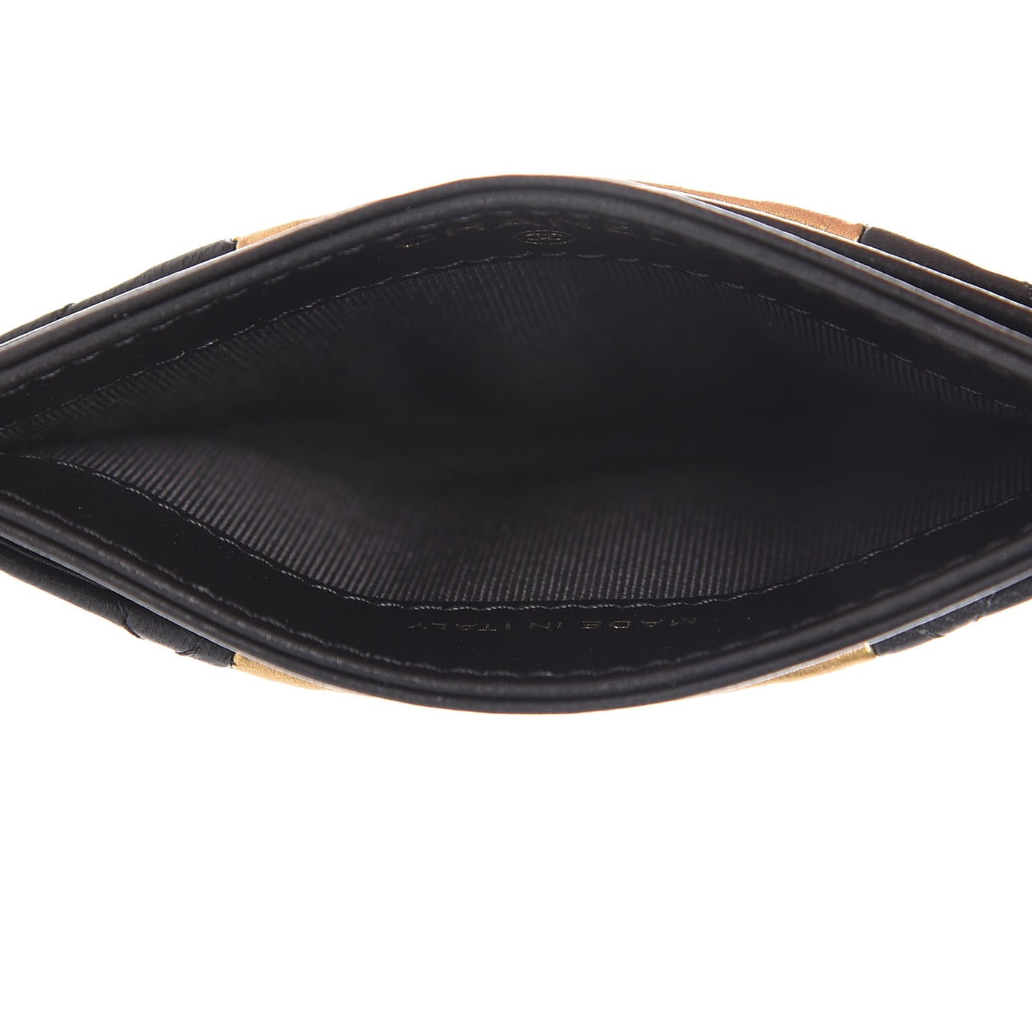 Lambskin Quilted Crocodile Embossed Reissue Card Holder Black Gold
