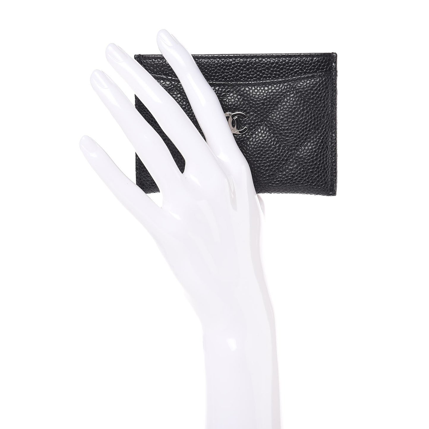 Caviar Quilted Card Holder Black