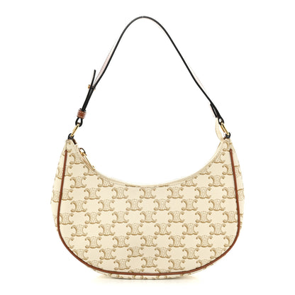 Celine Canvas Calfskin Ava Triomphe Shoulder Bag White 1 of 10