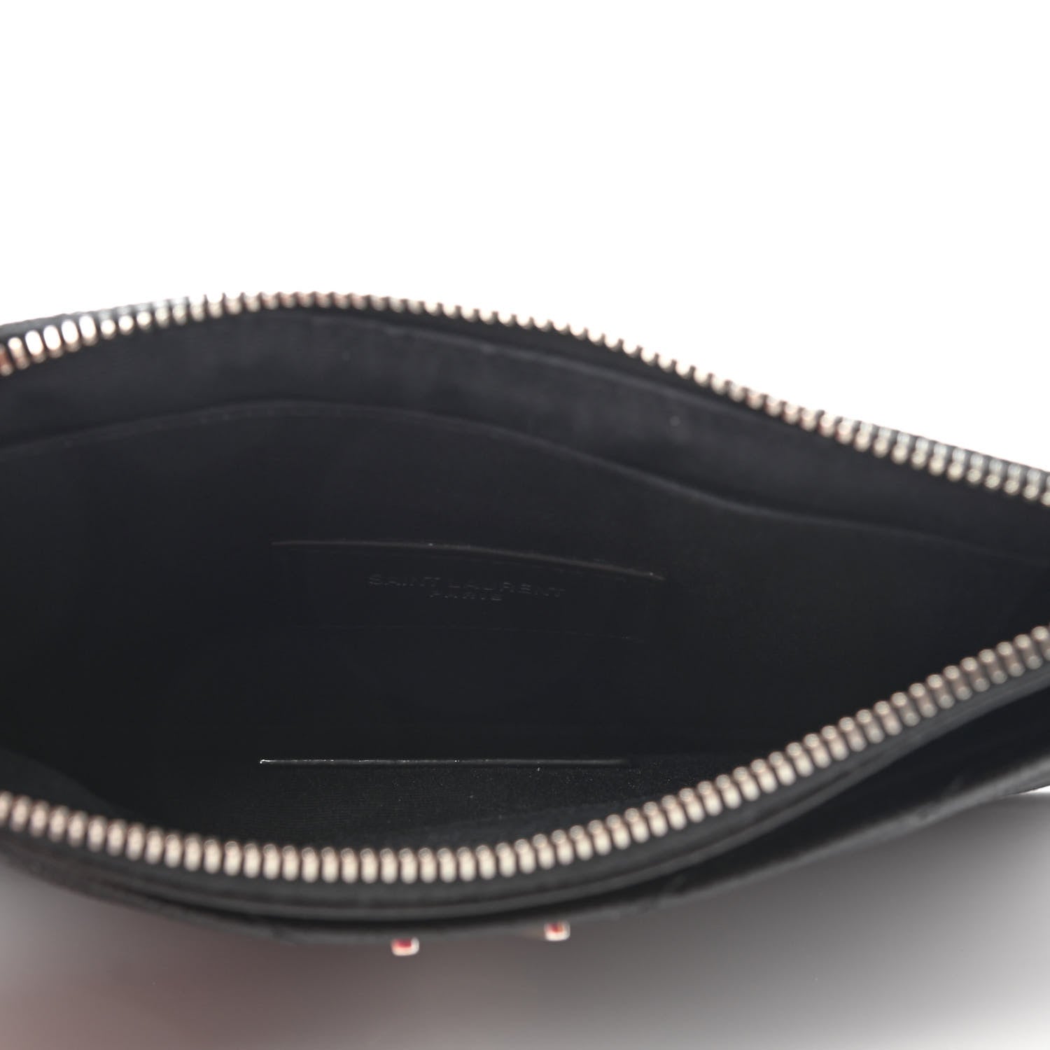 Saint Laurent Grain De Poudre Chevron Monogram Bill Pouch Black 5 of 8