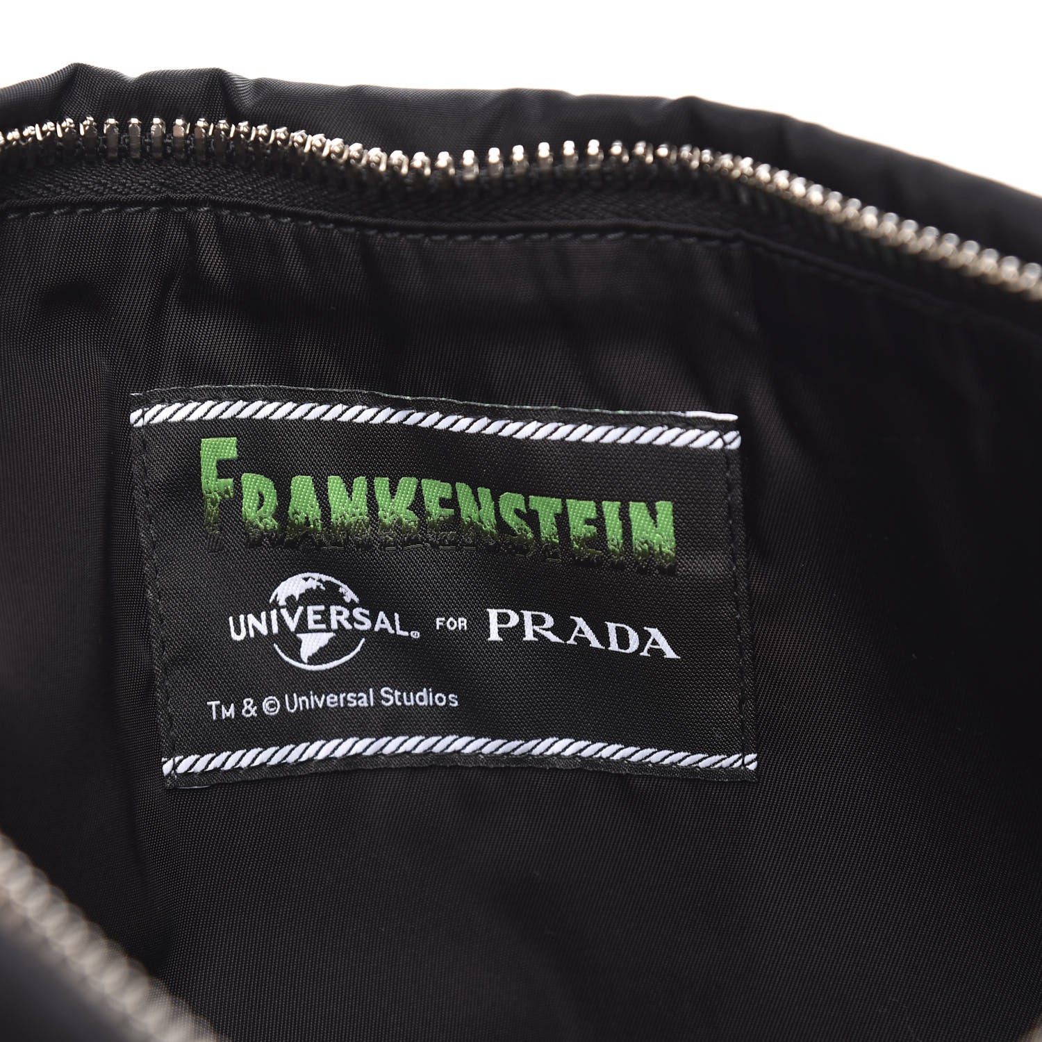Prada X UNIVERSAL STUDIOS Tessuto Nylon Frankenstein Heart Pouch Black Smeraldo 6 of 10