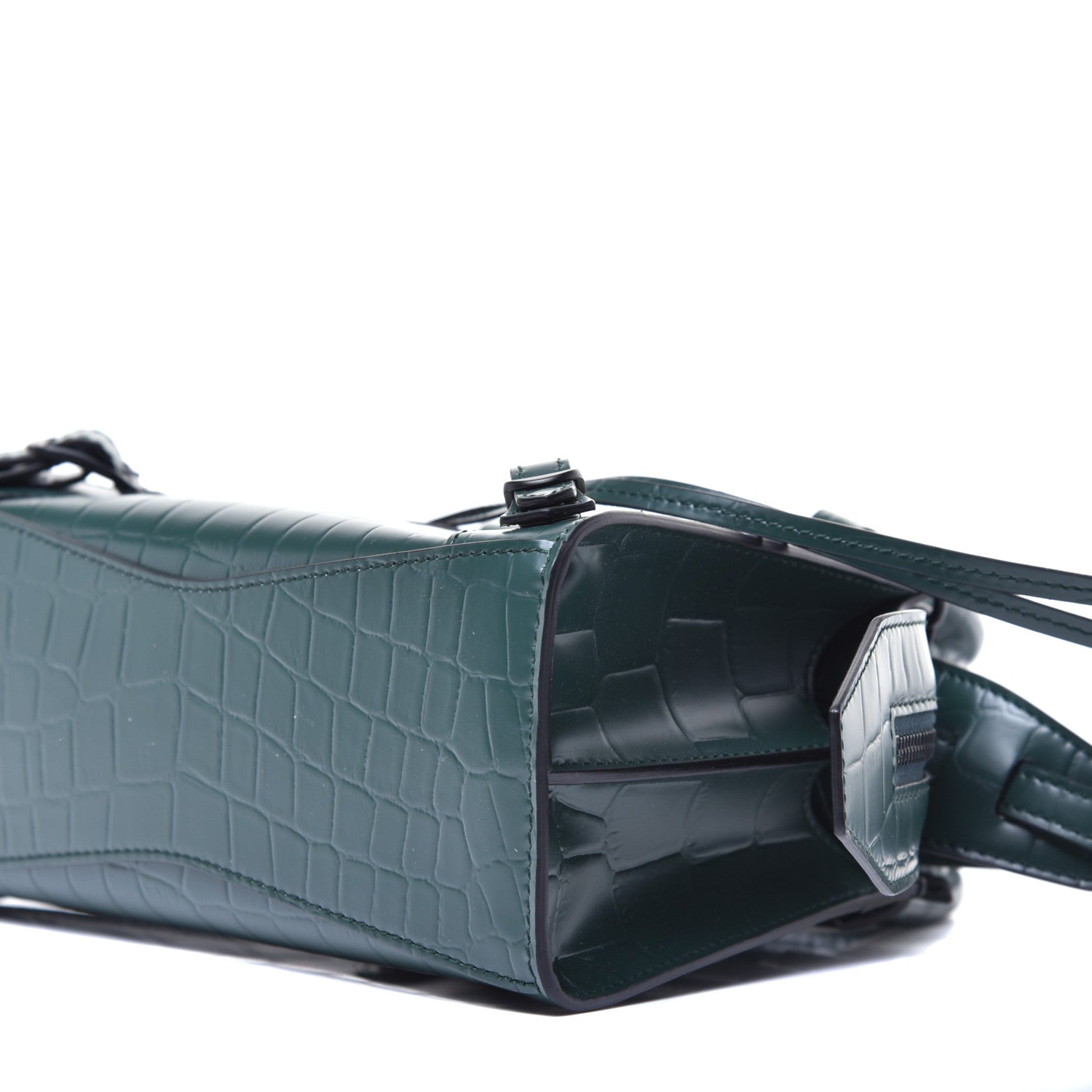 Balenciaga Semi Shiny Calfskin Crocodile Embossed Neo Classic Black Hardware Mini City Forest Green 8 of 8