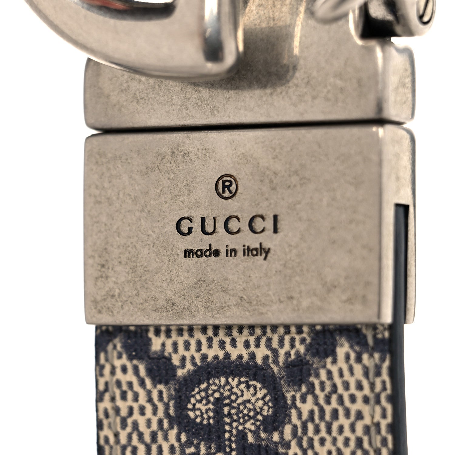 Gucci GG Supreme Monogram Plutone Calfskin Palladium Double G Reversible 30mm Belt 90 36 Beige Blue 3 of 7