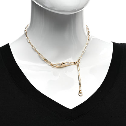 Hermes 18K Yellow Gold Diamond Pave PM Kelly Chaine Lariat Necklace SH 2 of 5
