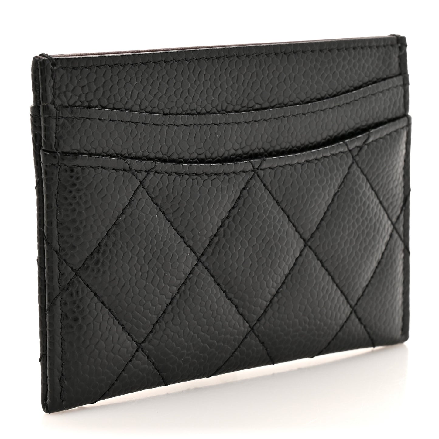 Caviar Quilted Card Holder Black
