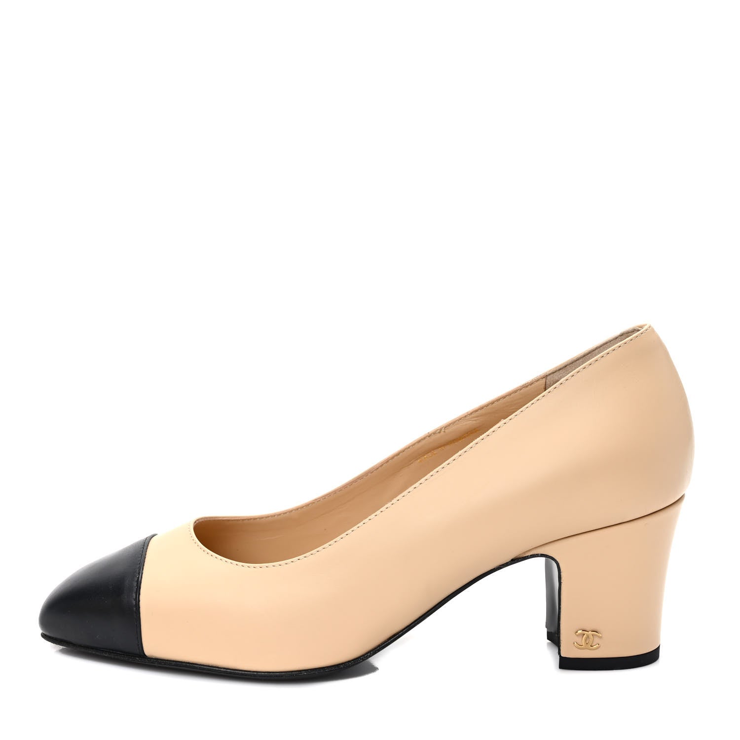 Chanel Lambskin Cap Toe CC Pumps 40 Beige Black 1 of 8