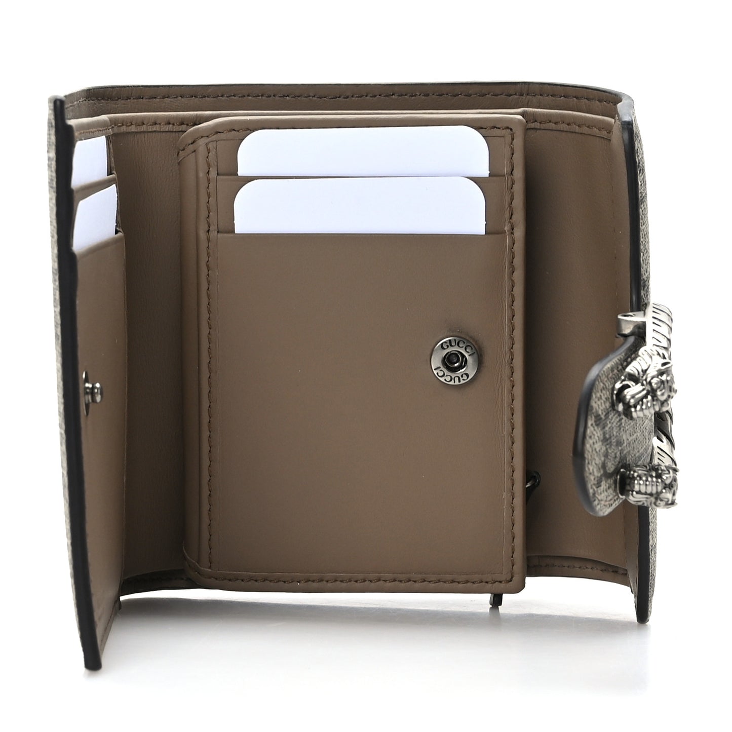 GG Supreme Monogram Dionysus Card Case Wallet Beige Taupe