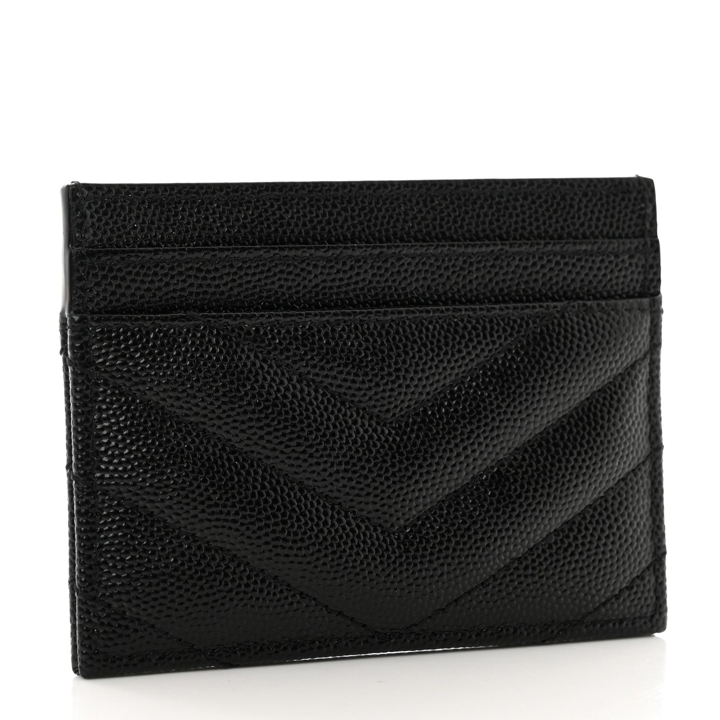 Grain De Poudre Matelasse Chevron Monochrome Monogram Credit Card Case Black
