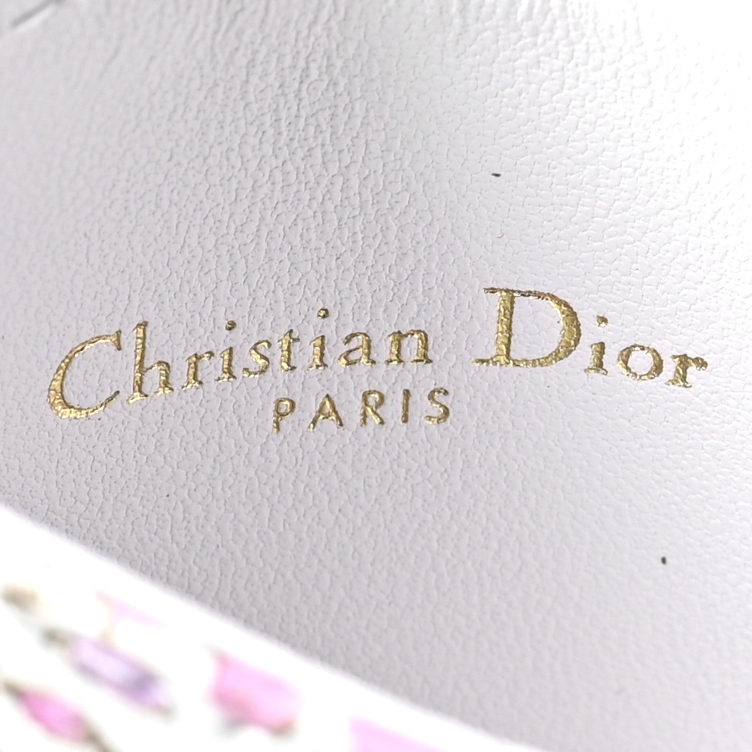 Christian Dior Calfskin Caro Freesia Five-Slot Card Holder White Multicolor 6 of 7