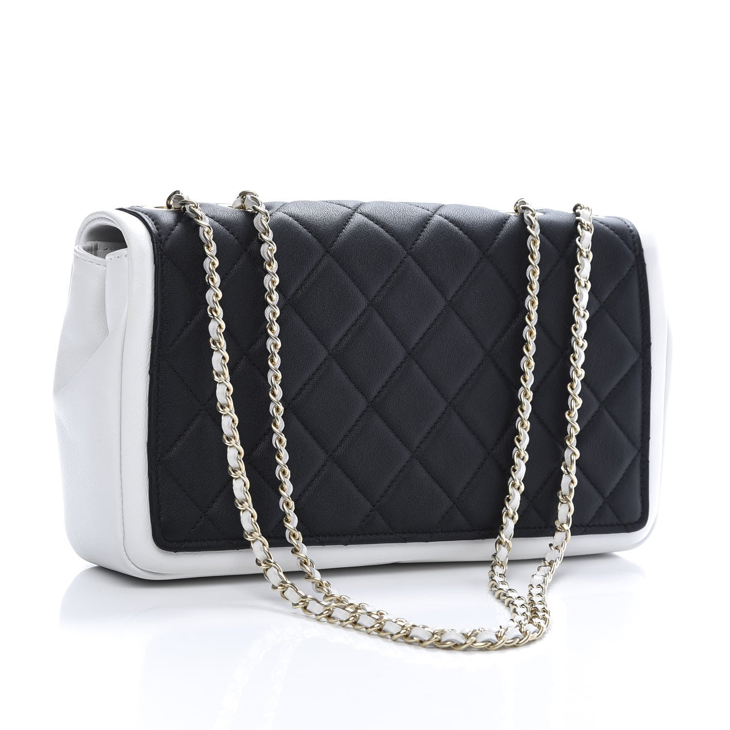 Chanel Calfskin Quilted Medium Graphic Flap Black White 3 of 12