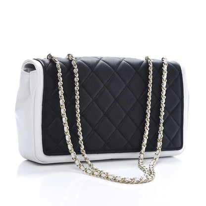 Chanel Calfskin Quilted Medium Graphic Flap Black White 3 of 12