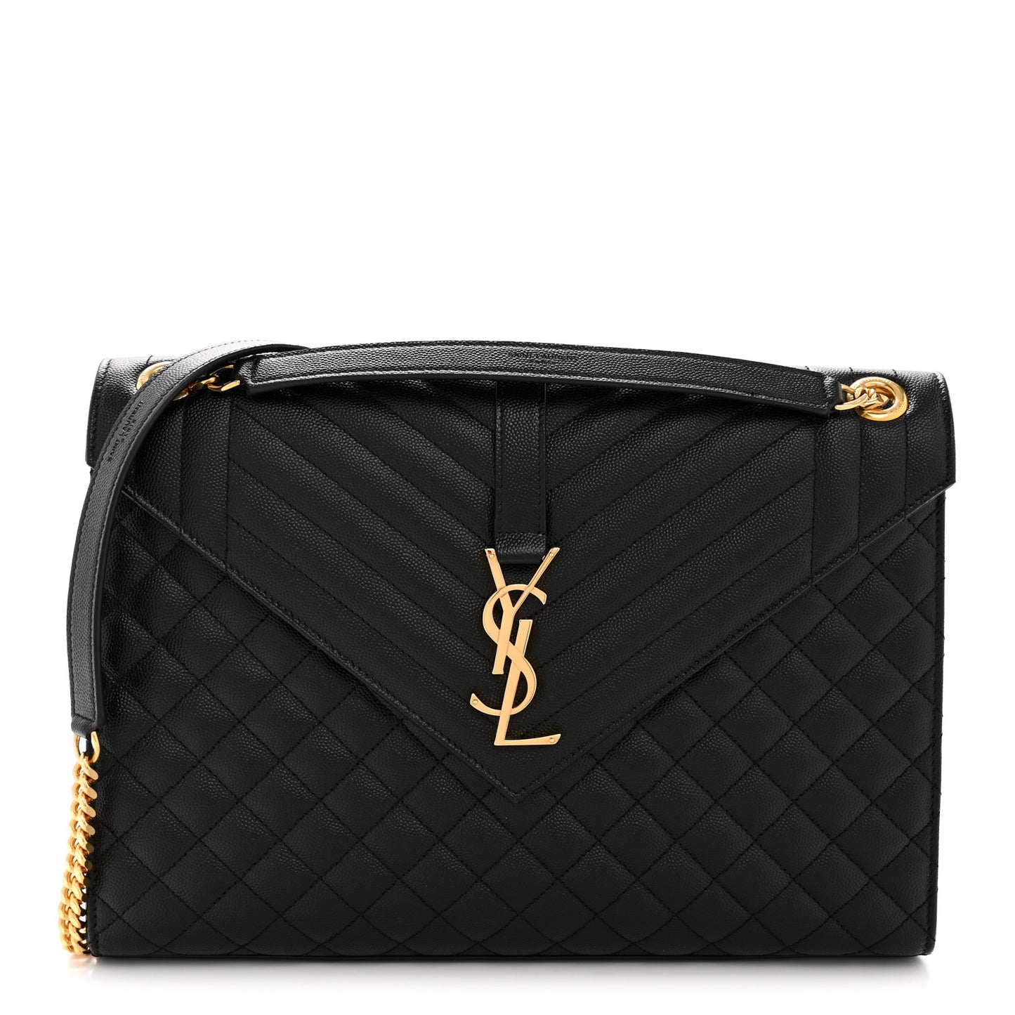 Grain De Poudre Textured Mixed Matelasse Large Triquilt Monogram Satchel Black
