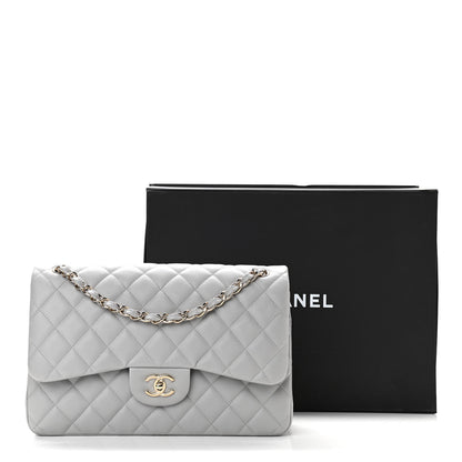 Chanel Caviar Quilted Jumbo Double Flap Grey 11 of 11