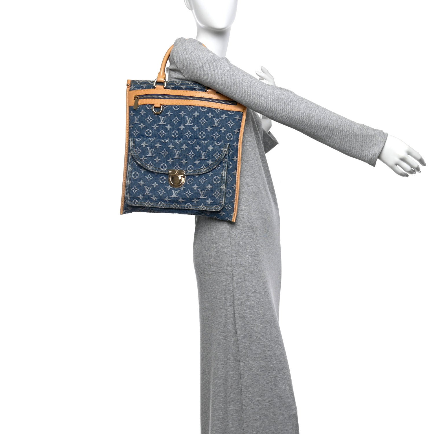 Louis Vuitton Monogram Denim Sac Plat Blue 2 of 9