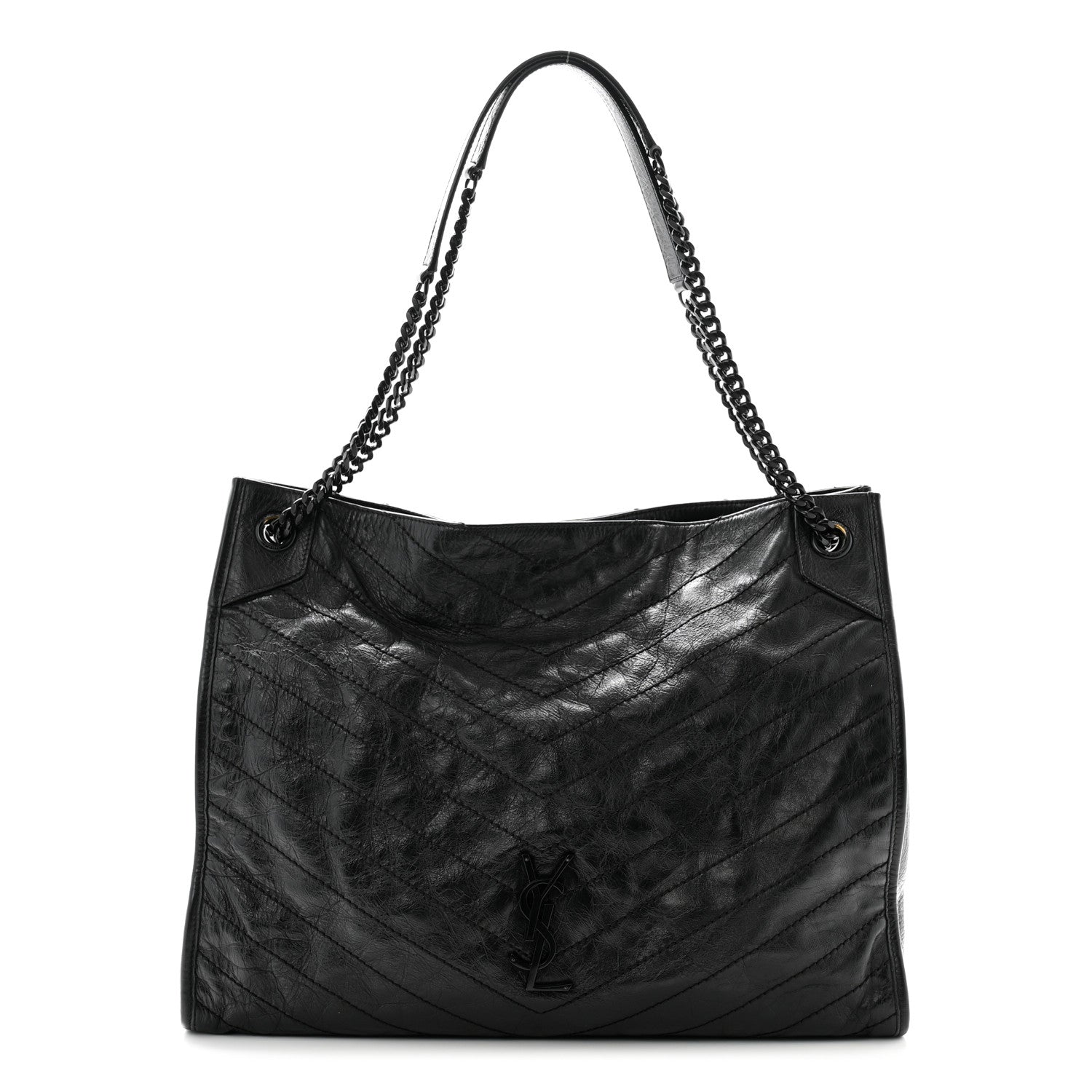 Saint Laurent Crinkled Calfskin Matelasse Monogram Large Niki Shopper Tote Black 1 of 12