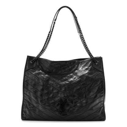 Saint Laurent Crinkled Calfskin Matelasse Monogram Large Niki Shopper Tote Black 1 of 12