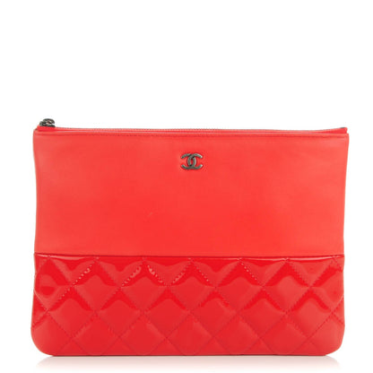Chanel Lambskin Patent Quilted Medium Cosmetic Case Red 1 of 7
