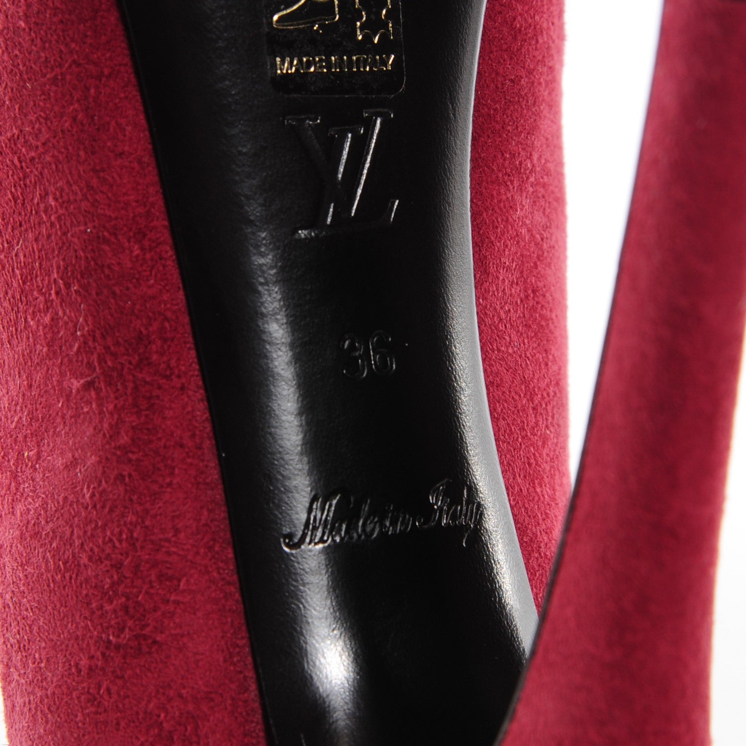 Louis Vuitton Suede Oh Really Peep Toe Pumps 36 Grenat 7 of 7