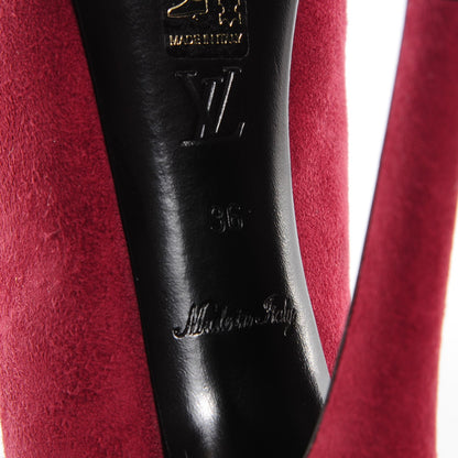 Louis Vuitton Suede Oh Really Peep Toe Pumps 36 Grenat 7 of 7