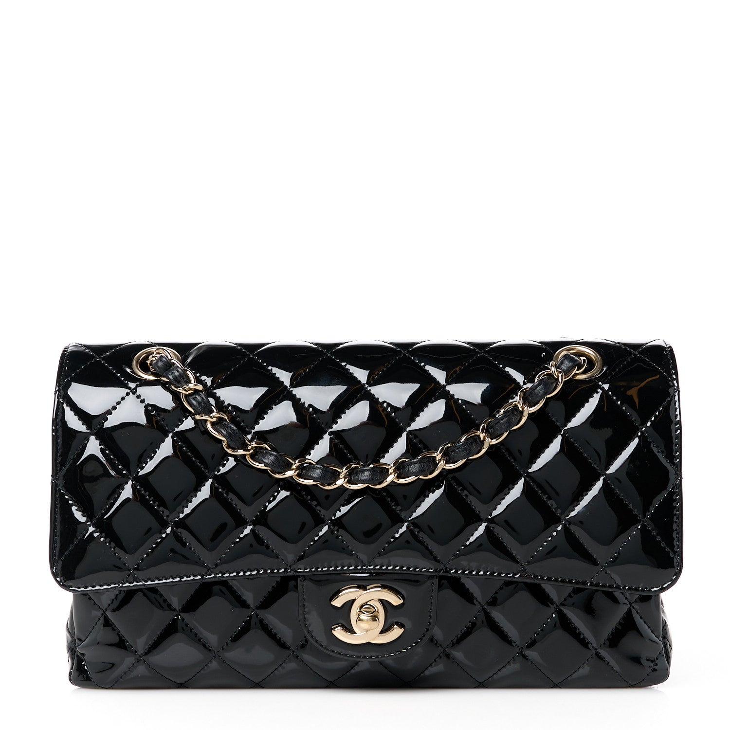 Chanel Patent Quilted Medium Double Flap Black 1 of 11