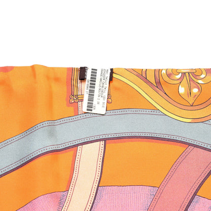 Hermes Silk Cavalcadour Maxi Twilly Orange Argile Bouton D'Or 6 of 6