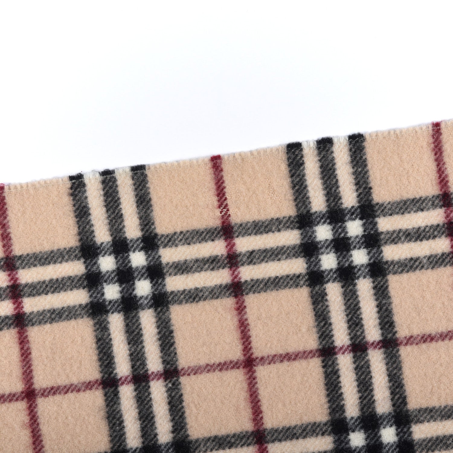 Burberry Lambswool Check Fringe Scarf Camel 4 of 5