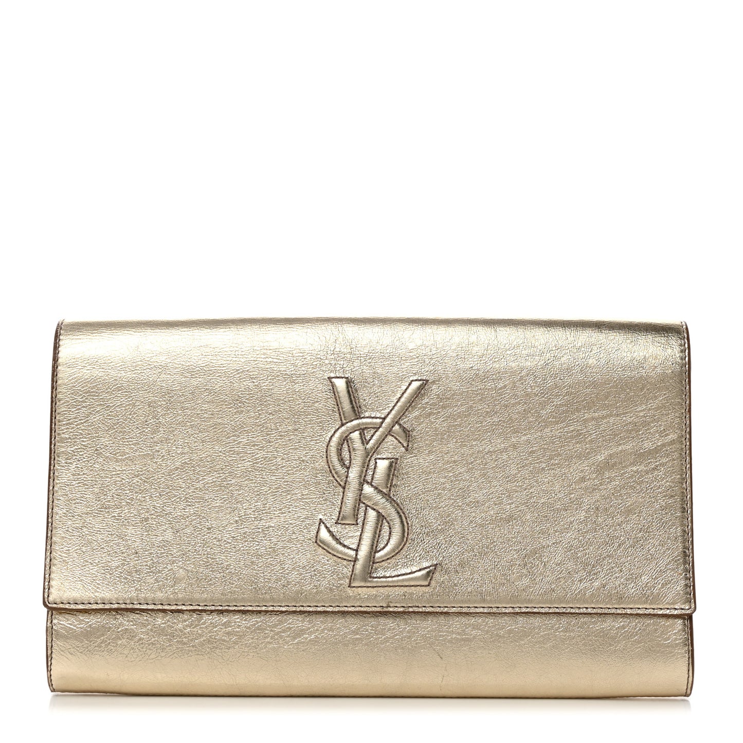 Metallic Calfskin Monogram Large Belle De Jour Clutch Gold