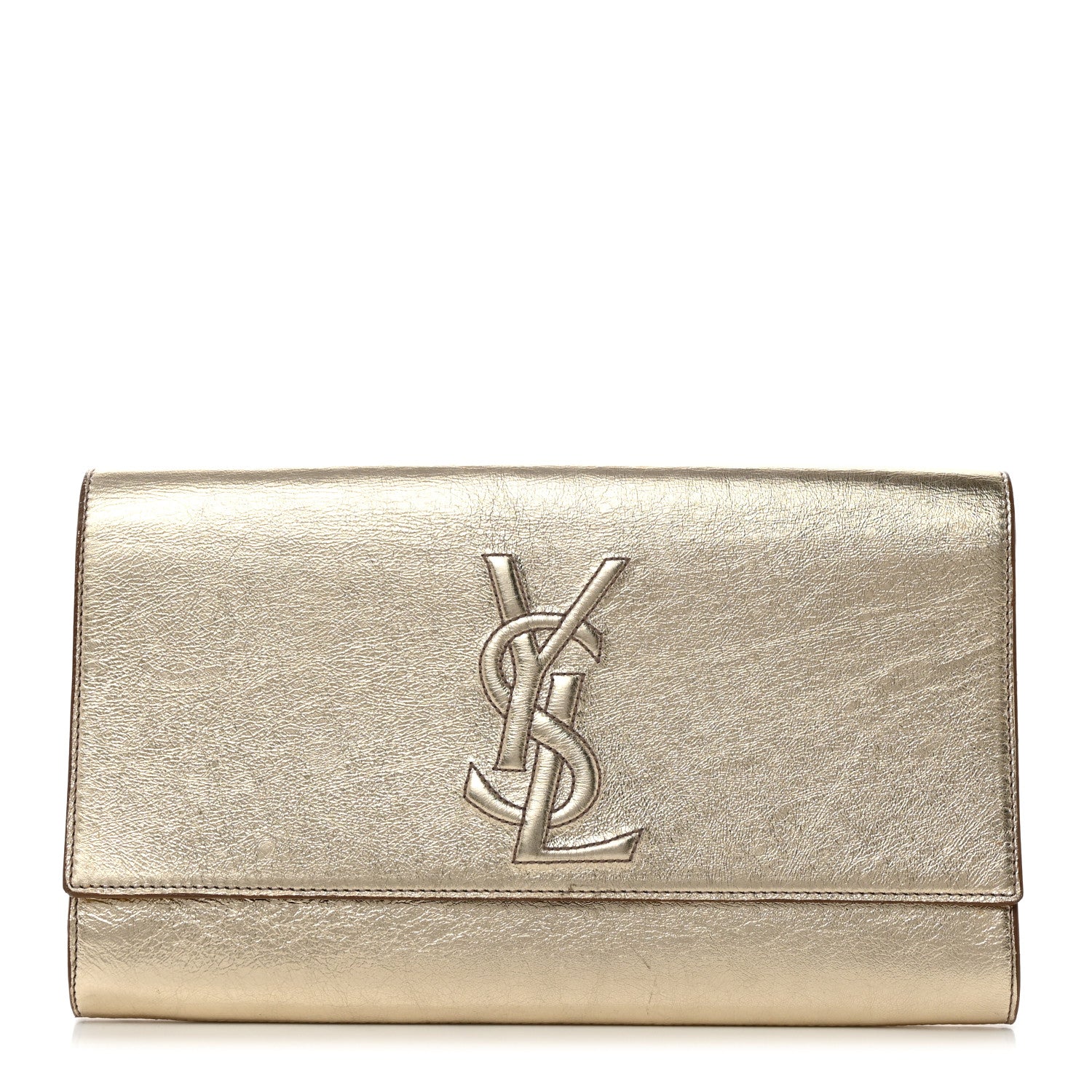 Saint Laurent Metallic Calfskin Monogram Large Belle De Jour Clutch Gold 1 of 7