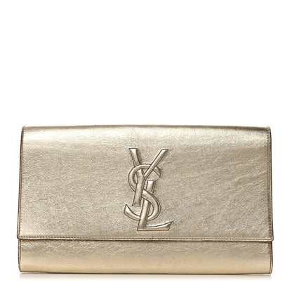 Saint Laurent Metallic Calfskin Monogram Large Belle De Jour Clutch Gold 1 of 7