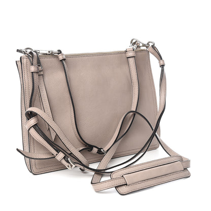 Prada Glace Calf Etiquette Double Zip Crossbody Bag Pomice Astrale 3 of 10