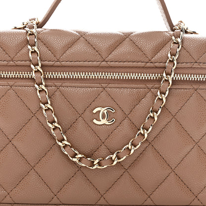 Chanel Caviar Quilted Top Handle Slim Vanity With Chain Dark Beige 8 of 11