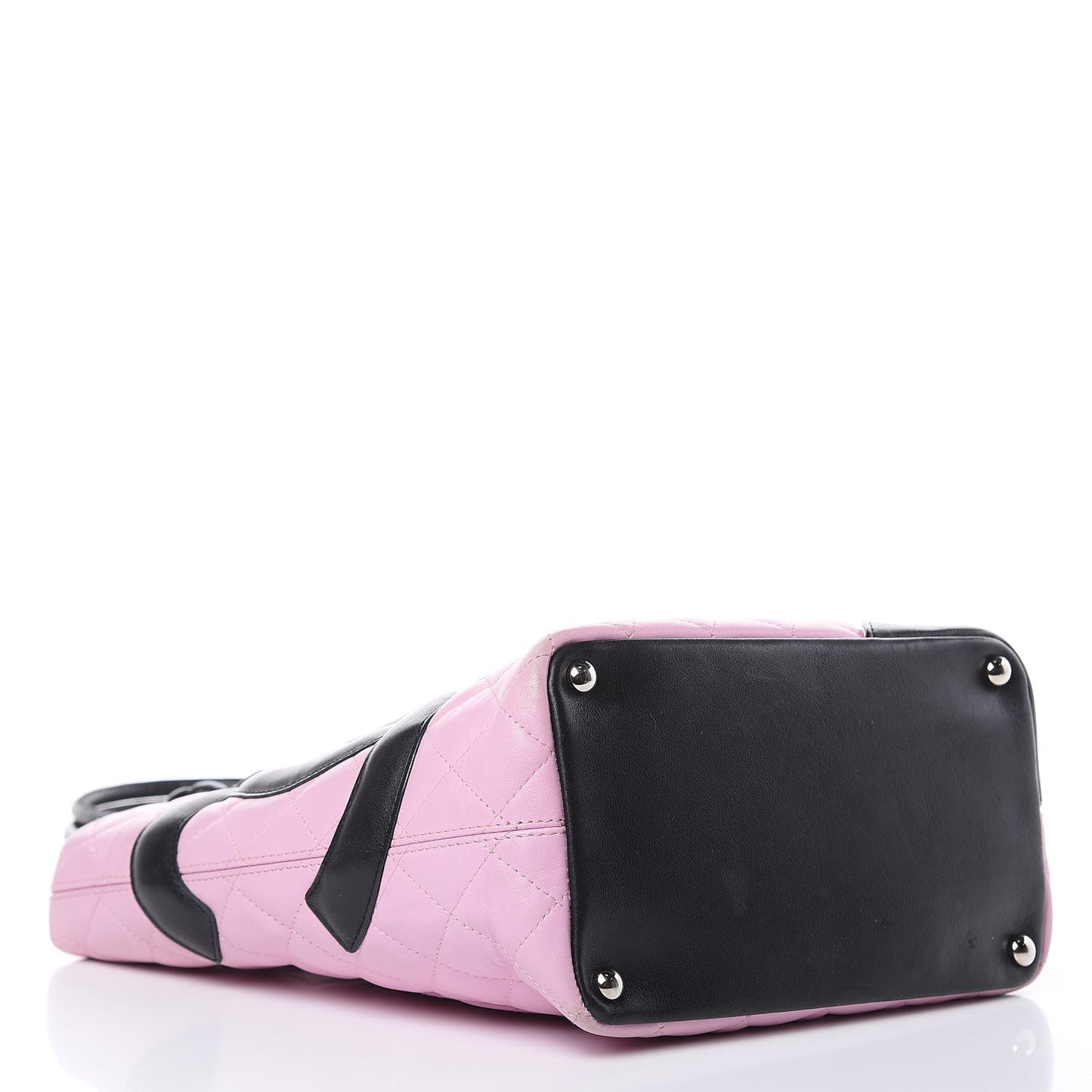 Calfskin Quilted Medium Cambon Tote Pink Black
