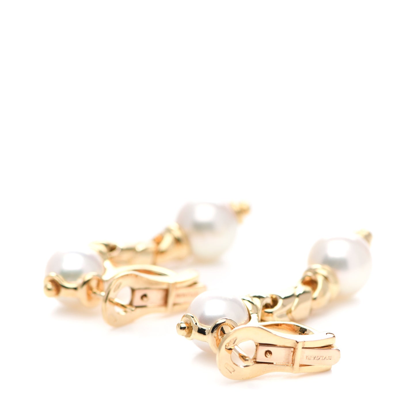 18K Yellow Gold Pearl Drop Earrings