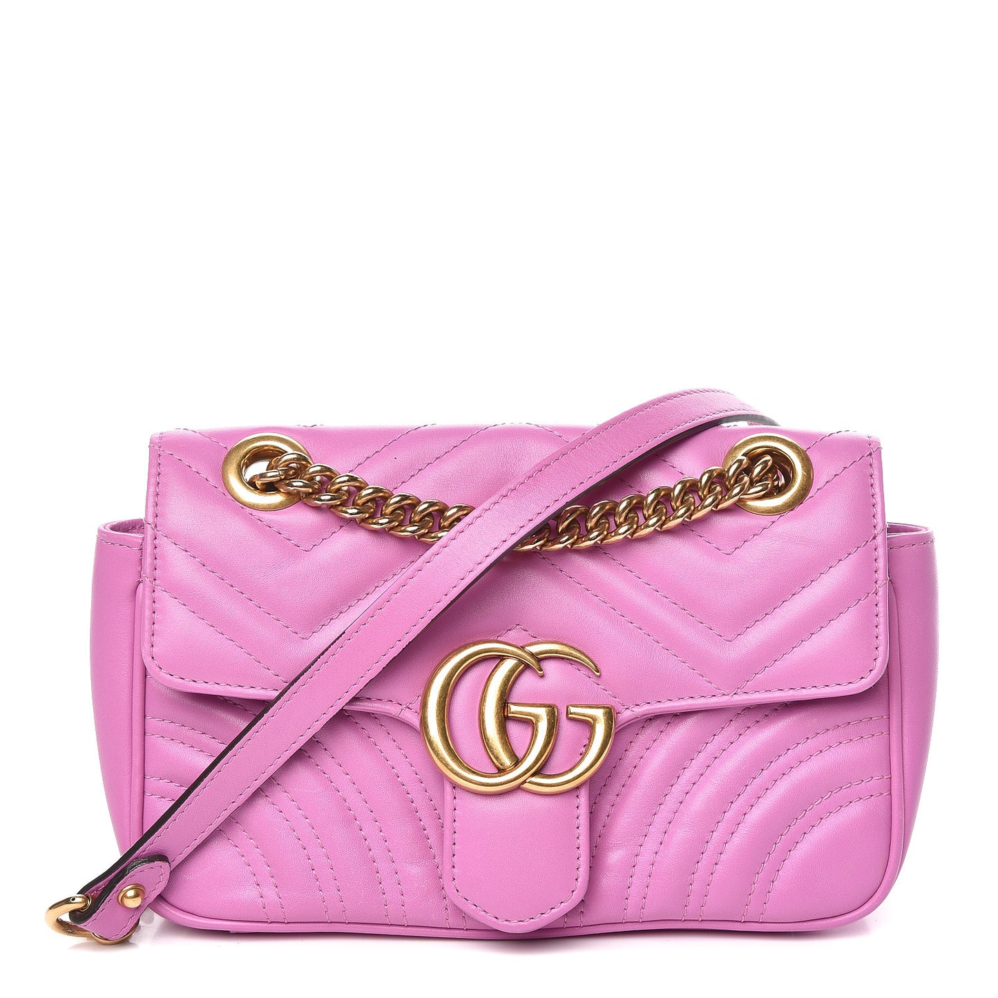 Calfskin Matelasse Mini GG Marmont Shoulder Bag Candy Mousse