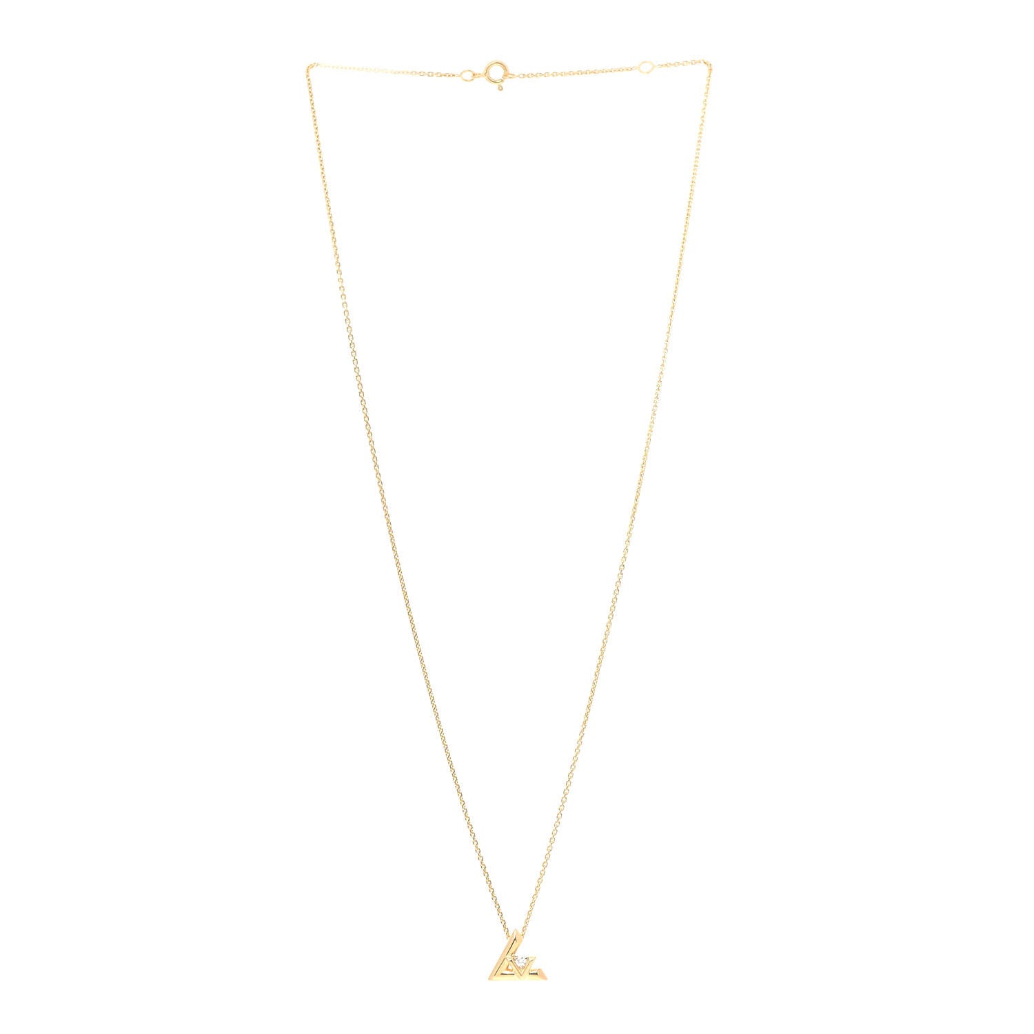 Louis Vuitton 18K Yellow Gold Diamond Small LV Volt One Pendant Necklace 3 of 5