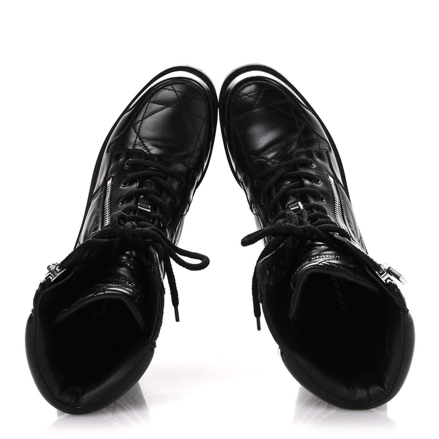 Dior D-Leader ショートブーツ37 Christian Dior Calfskin Cannage D-Leader Ankle Boots 39.5 Black